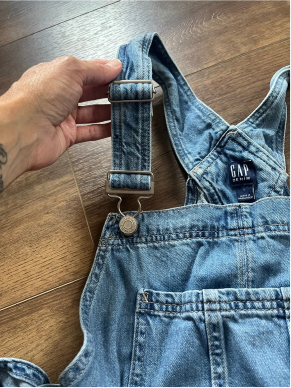 Gap denim shorts overalls size L - Picture 10 of 11